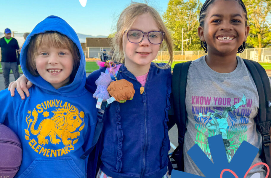 Cover image of three students and icons from the 2025 Bellingham Public Schools Foundation Gratitude Report designed by Weiher Creative