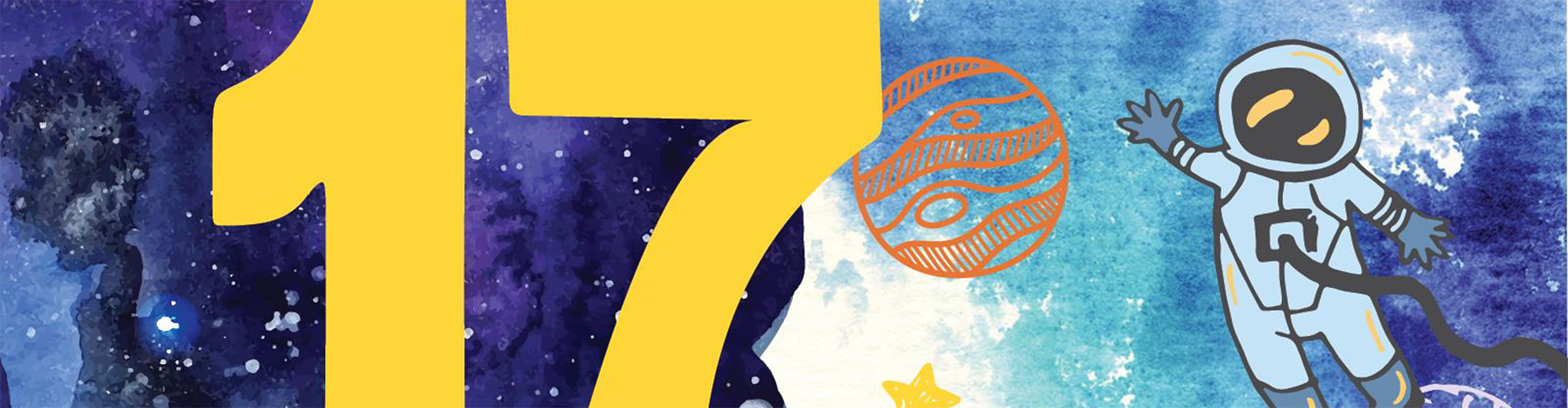 Wide banner graphic for Victory Academy's 17th Annual Fundraiser & Auction, featuring a large yellow 